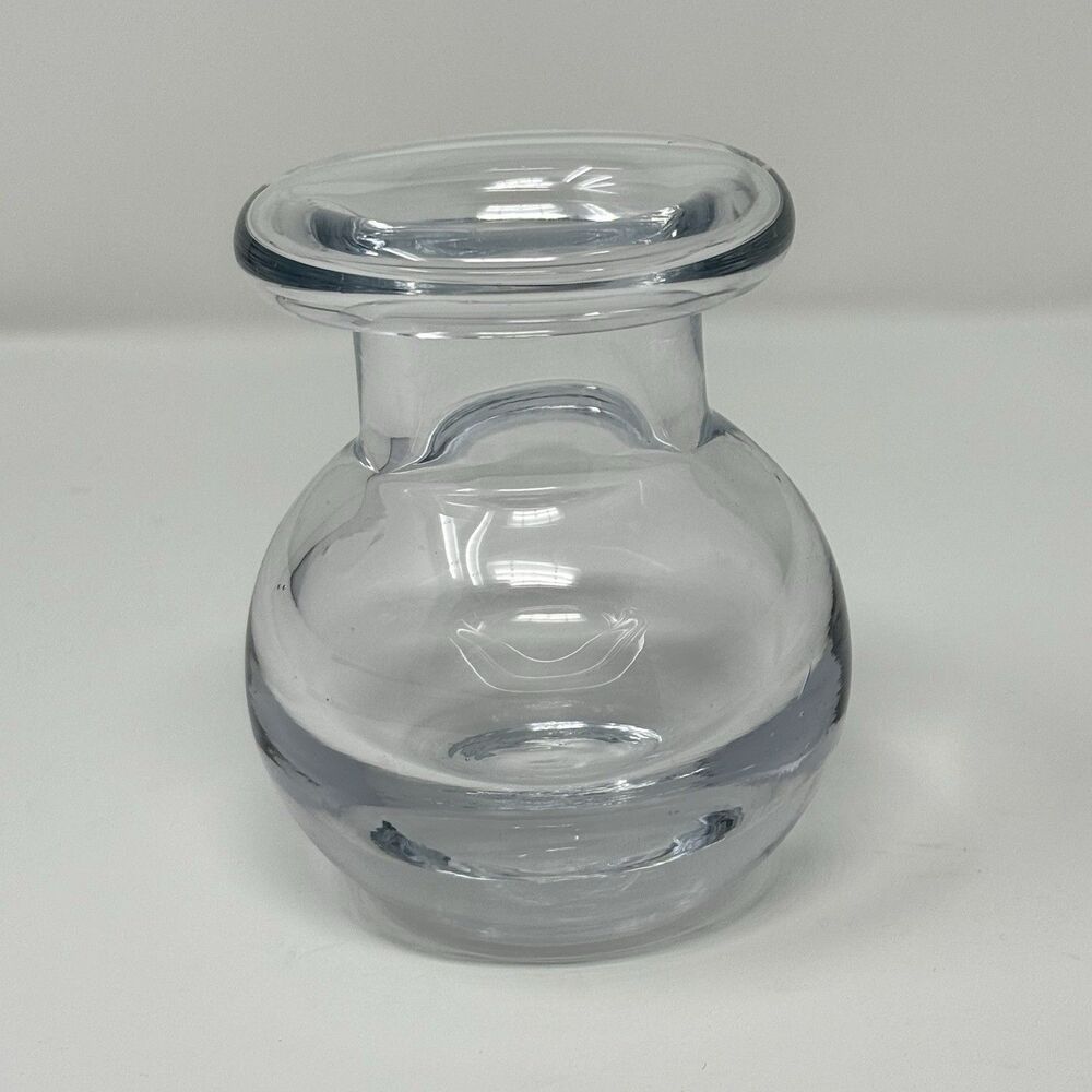 HEAVY HAND BLOWN GLASS FLOWER BULB VASE VINTAGE 60's CLASSIC MCM 4" TALL